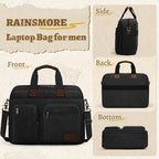 Mens Laptop Messenger Bag Canvas Briefcase Waterproof Vintage Computer Bag Shoulder Bag Satchel Bags for Work College Travel