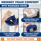 Neck Pillow for Plane Travel – 4-in-1 Kit | Adjustable Blue 100% Memory Foam Neck Support Pillow, 3D Eye Mask, Earplugs, & Cozy, Washable Cotton Cover with Secure Buttons – Sleep Comfort for Travel
