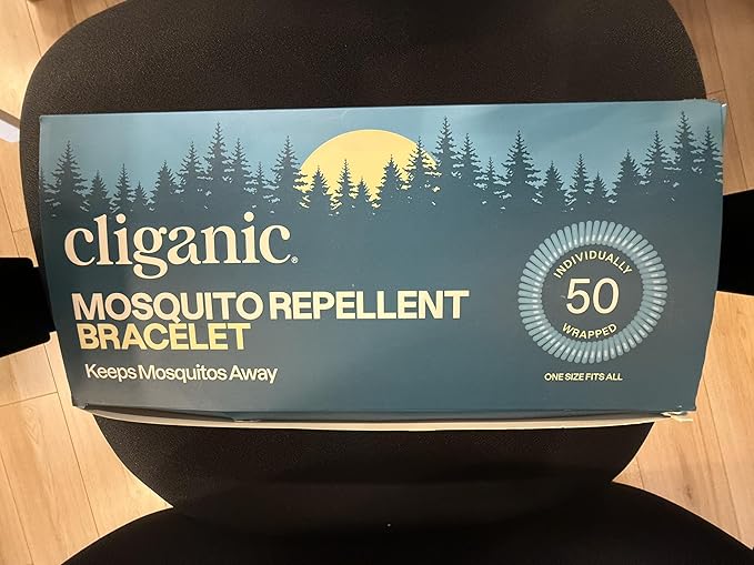 Cliganic 50 Pack Mosquito Repellent Bracelets for Adults & Kids - Natural DEET-Free Bands, Individually Wrapped