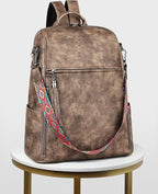 FADEON Leather Laptop Backpack for Women Designer 15.6 inch PU Laptop Bag, Ladies Travel Computer Work Backpack Grey