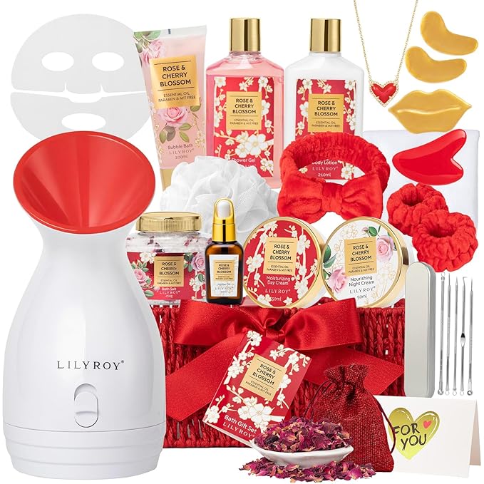 Gifts for Women - 27 Pcs Bath and Body Gifts Basket Set, Rose Spa Gifts Set Skin Care Set for Women, Gift Baskets Set for Mom | Gifts for Birthday, Christmas Gift, Mothers Day, Valentines Day Gift