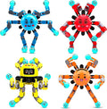 Transformable Fidget Spinner Toys for Kids and Adults,4 Pcs Sensory Toy for Boys Girl ADHD Stress Relief Toys,Fingertip Gyros Travel Toy Party Favors for Teens Birthdays Gifts Easter Present
