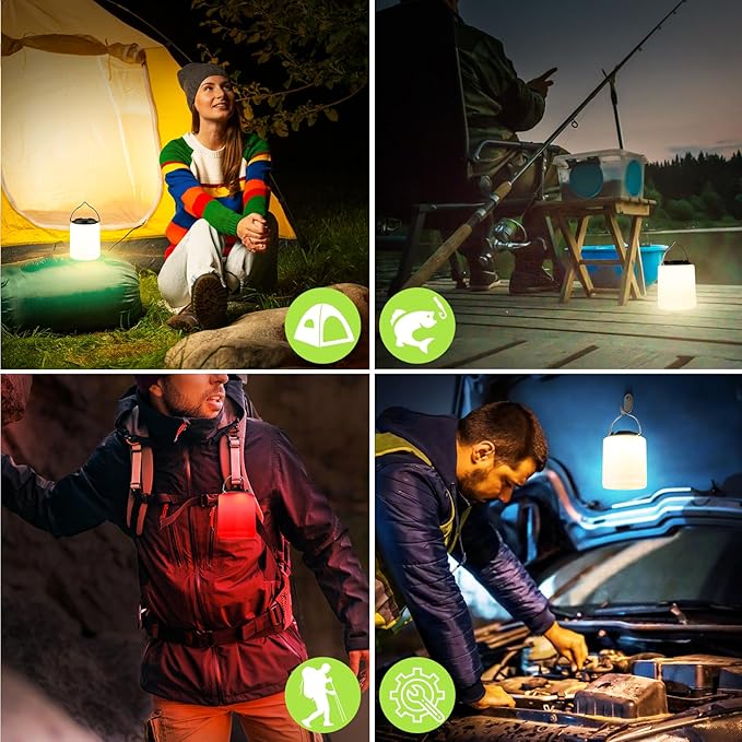 BOBKID LED Camping Lantern, Rechargeable Camping Light, 4 Modes Outdoor Flashlights Lanterns with 1000LM, Water Resistant Portable Emergency Camp Light for Hurricane Hiking Survival Kits - Black