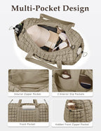 Quilted Travel Duffle Bag for Women Medium Weekender Bag Puffer Overnight Bag Large Soft Puffy Duffel Bag Carry-On Gym Bag Lightweight Personal Item Travel Bag for Trips Business Sport Airplane