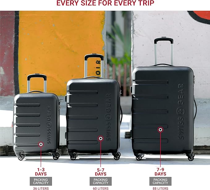 SwissGear 7366 Signature Hardside Expandable Luggage with Spinner Wheels, TSA Lock, Navy, Checked-Large 27-Inch