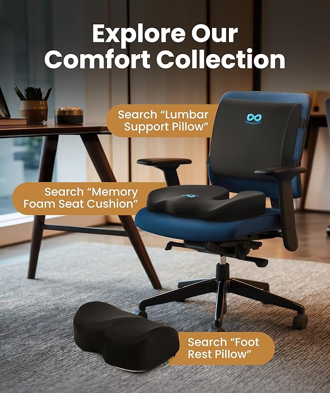 Everlasting Comfort Doctor Recommended Memory Foam Seat Cushion for Office Chairs & Car - Ergonomic Office Desk Accessories - Cushions for Tailbone Pain Relief, Sciatica