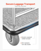 VEVOR Hotel Luggage Cart, Brushed Stainless Steel Finish Bellman's Cart, Valet Cart with Grey Carpeted Deck and 6-inch Rubber Wheels, Ideal for Hotels, Condos, Resorts, Silver