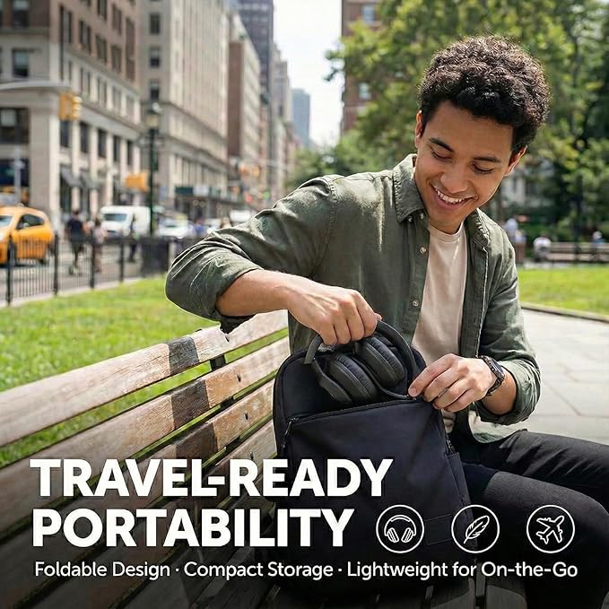 Wired Headphones for Adults, Premium Over-Ear Headset with Hi-Fi Stereo Sound, Noise-Isolating Ear Cushions, Lightweight Comfortable Design, Tangle-Free Cable, Ideal for Work, Travel, Daily