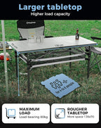 KingCamp Folding Camping Table, Portable Camp Table Foldable Aluminum Roll Up Seamless Desktop with Storage and Tall Legs for Outdoor Backyard Picnic