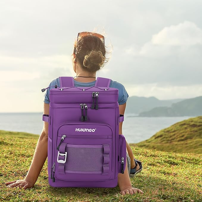 Hulongo Large Waterproof Insulated Cooler Backpack for Men & Women, Leak Proof Cooler Backpack for Camping, Beach, Fishing, Picnic, Travel, Outdoor, 30L, 48Cans