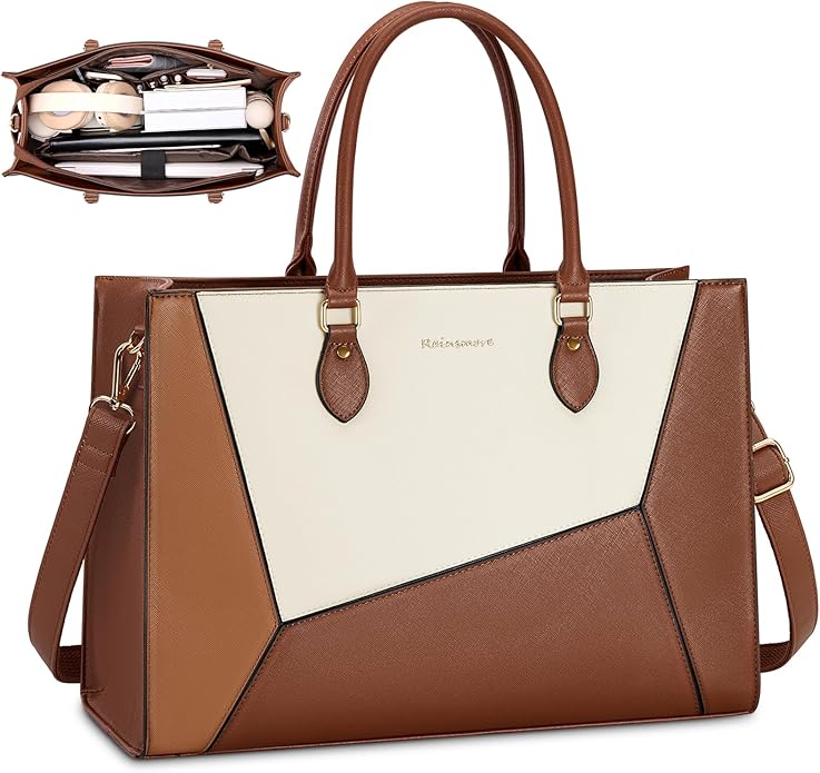 RAINSMORE Laptop Tote Bag for Women 15.6 Inch Large Women Work Bags Waterproof Business Office Teacher Bag Computer Briefcase