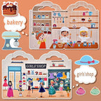 6 Set (260pcs) Puffy Sticker Books Activity for Girls, Reusable Stickers Book, Fairytale+Garden+Princess Party+Mermaid+Kids Zone+Girls' Shop, Travel Book for Kids Ages 3+