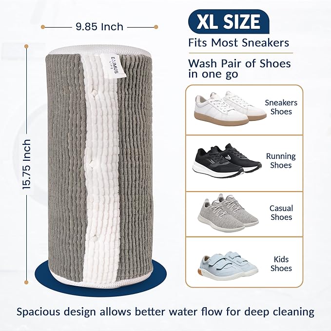 XL Tennis Shoe Washing Machine Bag with Magnetic Zipper Protection │ Reusable Laundry Shoe Cleaning Bag for Sneakers - Deep Cleans Without Damage │ Washer & Dryer Safe │ 7 in 1 Essential Wash Bundle