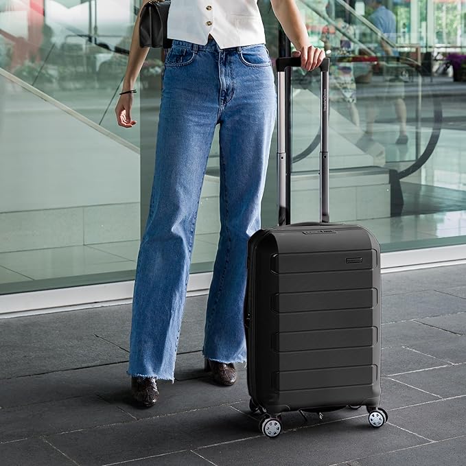 Traveler's Choice Pagosa Hardshell Expandable Luggage with Spinner Wheels, Black, 26-Inch Medium
