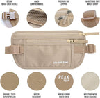 ZM-YOUTOO Money Belt for Travel - Hidden Travel Pouch Protect Your Credit and Money With RFID Blocking Passport Holder Waist Wallet (Khaki)