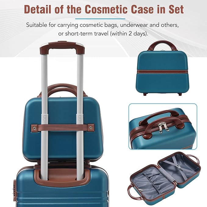 Luggage Sets, 2 Piece Carry on Luggage Set with Travel Bag, 2 Piece Expandable Spinner Hardshell Suitcase with TSA Lock, Back to School Suitcase, Women Men (Blue, 20/24 inch+Cosmetic Case)