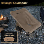 MOON LENCE Camping Chair Plus, Upgraded Comfort & Size, Still Compact and Lightweight, Folding Portable Chair for Backpacking & Hiking, 400Lbs Capacity, Gen 3 Plus (Khaki)