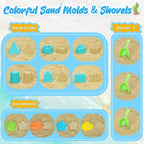RACPNEL Collapsible Beach Toys for Kids, 3 Pack Foldable Sand Buckets and Shovels Set with Mesh Bag, Silicone Pails for Beach Travel Essentials, Easter Egg Hunt, Sand Toys Molds for Kids and Toddlers