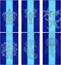 FuWeave 6 Pcs 72 x 36 Microfiber Oversized Beach Towels Large Absorbent Thin Compact Lightweight Sand Free Quick Dry Towels Pack for Travel Pool Yoga Gym Sports Beach Accessories(Marine Animals)