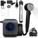 Portable Shower with Water Heater–Camping Shower Pump with 8000mAh Battery, 5-Speed Settings, LCD Display, 6L/min, IPX8–Portable Shower Head for Camping, Hiking, Car, Pets