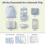 Vandel Space-Saving Compression Packing Cubes for Women with Hanging Toiletry Bag, Laundry Bag, Compressible Carry On Suit Case Organizer Luggage Packing Cubes for Travel Compression Organizer Bags