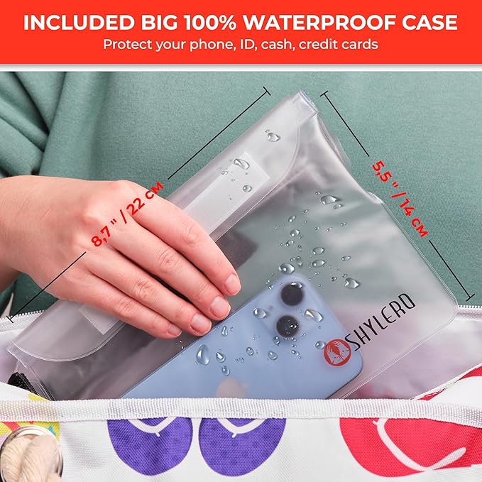 Beach Bag and Pool Bag Has Cooler Pocket, 7 Pockets Total, Zip Top. Family Size Waterproof Beach Tote