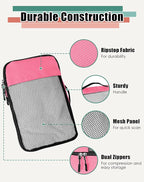 WTREE 4-Piece Packing Cubes Travel Accessories Set for Suitcases - Luggage Organizer Bags with Double Zipper - Mesh Top - Small/Medium/Large/Slim - Pink