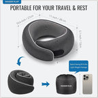 WANDER PLUS® Travel Neck Pillow, Pure Memory Foam Neck Pillow for Airplanes, Comfortable Breathable Cover, 360 Degree Support Ergonomic Design Best for Sleeping Plane Train Travel Essentials Max Black