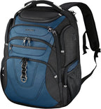 KROSER TSA Friendly Travel Laptop Backpack 18.4 inch XXXL Gaming Backpack Water-Repellent College Daypack Business Backpack with RFID Pockets & USB Port for Men/Women-Black/Haze Blue