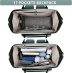 Laptop Backpack for Womem Work Bags: 17.3 Inch Travel BackPacks With USB Charging Port Anti Theft Fashion College BookBag Durable Daypack Purse Bussiness Back Pack for Nurse Teacher Green Beige