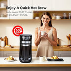 Coffee Machine,Single Serve Coffee Maker,One Cup Coffee Maker with Reusable Filter&One-touch Control Button,Portable Brewer for Camping,Travel&Home,Easy To Clean& Store,15oz/450ml,Black