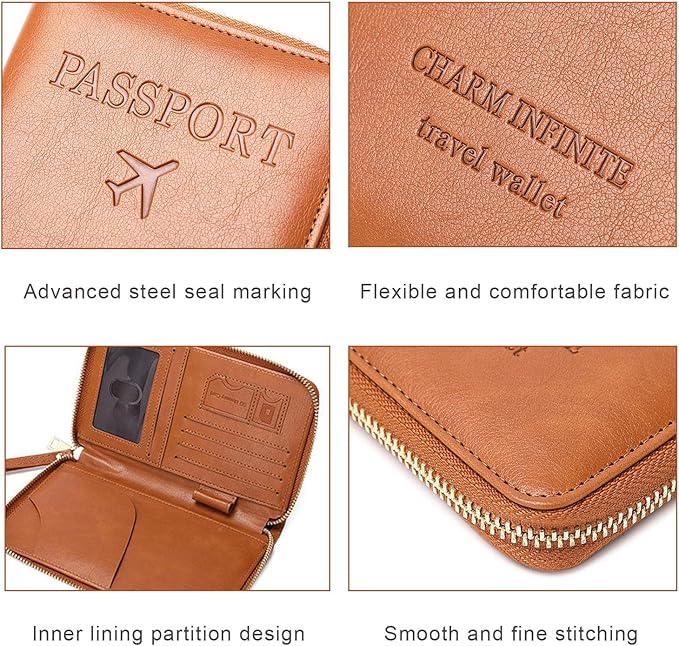 Multi-Function RFID Travel Passport Wallet with Phone Pocket - Ultimate Passport Holder for Women & Men | Holds Phones, Passports, Cash, Cards & Boarding Passes (Brown)