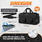 RAINSMORE 3 in 1 Gym Bag for Men, 45L Large Sports Duffle Bag with Shoe Compartment and Wet Pocket, Water-Resistant Tactical Backpack Carry On for Travel, Workout & Military Gear, Black
