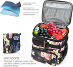 MIYCOO Lunch Bag & Lunch Box for Women Men, Double Deck Leakproof Insulated Soft Large Adult Camping Cooler bag for Work, Beach, Picnic, Travel (Flower, 15L)