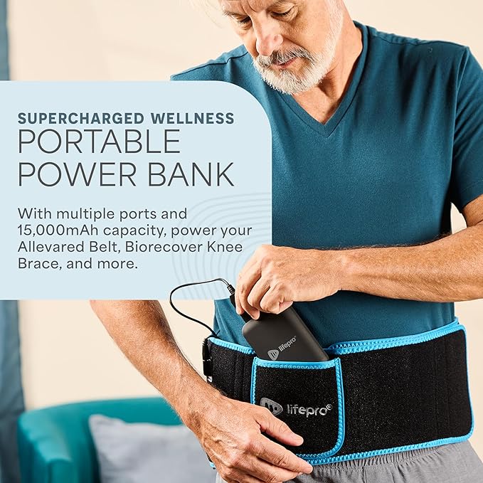 LifePro Portable Powerbank for AllevaRed, AllevaRed Pro, and BioRecover - 15,000mAh Battery Pack with USB 3.0 and 12V DC Output for Wellness Devices