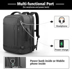 Roomy Carry On Backpack, Expandable Large Capacity Travel Backpack 1-7 Days with LifetimeWarranty,Fits18.4" Laptop,Water Resistant Anti Theft Carry on Laptop Backpack for Men Women,Flight Travel,Black