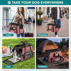 PetAmi Airline Approved Pet Carrier for Cats & Small Dogs, Soft Sided TSA Travel Carrier Bag with Sherpa Bed, Breathable Mesh Ventilation, Collapsible Bowl, Up to 18 lbs, Large Heather White Red