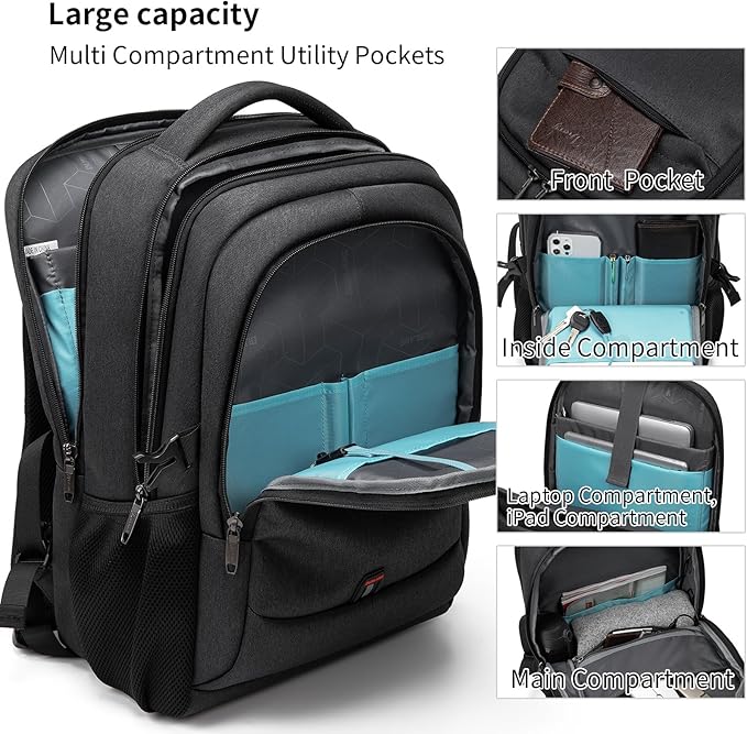 DUSLANG 17 Inch Laptop Backpack for Travel Water Resistant College Backpack for Women Laptop Bag with USB Charging Port,Beige A