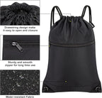 HOLYLUCK Drawstring Bags Backpack Sackpack Cinch Bags for Sports, Gym, Travel, Beach (Black)