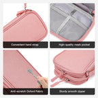 CAAORDKSO Electronics Accessories Organizer Pouch Bag, Electronic Organizer Travel Case, Tech Pouch, Travel Essentials for Women, Cable, Cord, Phone, Charger, Power Bank, Earphone (Light Pink, Large)