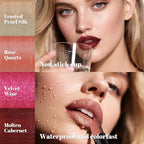 Badhare Shimmer Lipstick Liquid Lip Gloss Waterproof Matte - Long Lasting 12H Transfer Proof, Smudge Proof Full Coverage Non-Drying Glitter Lipstick with Sparkle Lip Stains