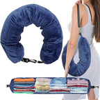 1/2PCS Travel Pillow Stuffable with Clothes As Carry-On Luggage Fits Up to 3 Days of Travel Essentials, Multifunctional U-Shaped Pillowcase for Business, Trip, Outdoor (1PCS-Blue)
