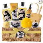 15Pcs Spa Kit Gifts for Women - skincare Bath and Body Spa Gift Basket for Women with Purse Handbag | Relaxing Care Kit Orchid Jasmine Mothers Day Gifts for Mom Gift Baskets for Anniversary