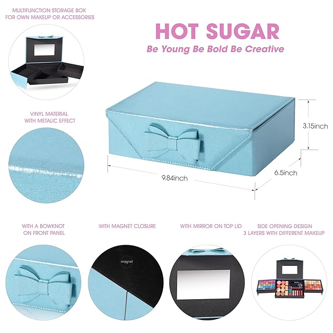 Hot Sugar Makeup Kit for Teenagers, Beginner Makeup Gift Set for Women Full Makeup Kit (Blue)