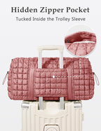 Quilted Travel Duffle Bag for Women Medium Weekender Bag Puffer Overnight Bag Large Soft Puffy Duffel Bag Carry-On Gym Bag Lightweight Personal Item Travel Bag for Trips Business Sport Airplane