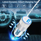 [Apple MFi Certified] Phone 16 Car Charger Fast Charging, Caiinei 4.8A USB Power Cigarette Lighter USB-C Car Carplay Fast Charger + 6FT Type-C Cable for iPhone 16 Pro/16 Plus/16 Pro Max/15/15 Pro/iPad