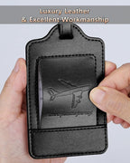 3 Pack Luggage Tags - Quick Install, Privacy Protection, Airplane Travel Essentials for Suitcases, Durable Leather - Black