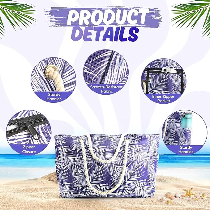SRISE Large Beach Bag for Women & Men, Beach Bags Waterproof Sandproof, Travel Tote Bag, Swim Pool Bag for Family Outdoor