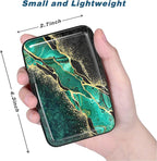 Credit Card Holder, Mini Aluminum Card Wallet RFID Blocking Slim Metal Hard Card Case for Women Men, Green Black Marble