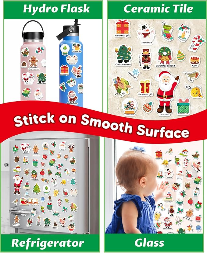 Walenced Reusable Sticker Book for Toddlers, Stickers for Kids, Toddler Sticker Book, Toddler Craft Activities, Toddler Travel Toys Boy Girl Birthday Gifts - Christmas